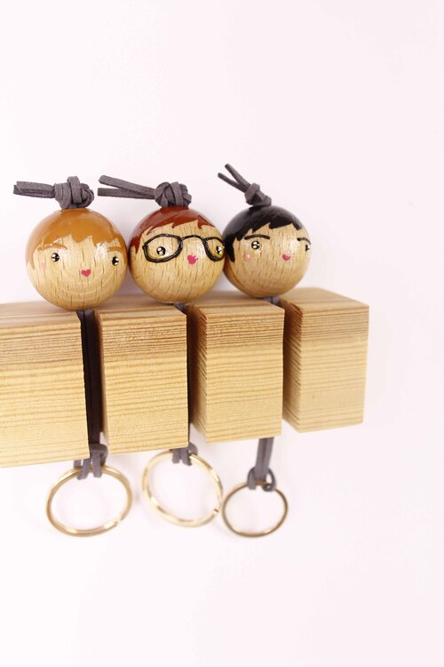 (image pour) Porte Clés Mural 3 Personnes Personnalisé